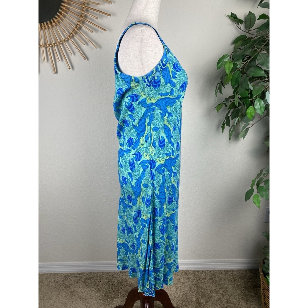 Rainbow Jo Tropical Vacation Dress Size S Fish Turtle Print Beach Fairy Midi - Picture 3 of 7